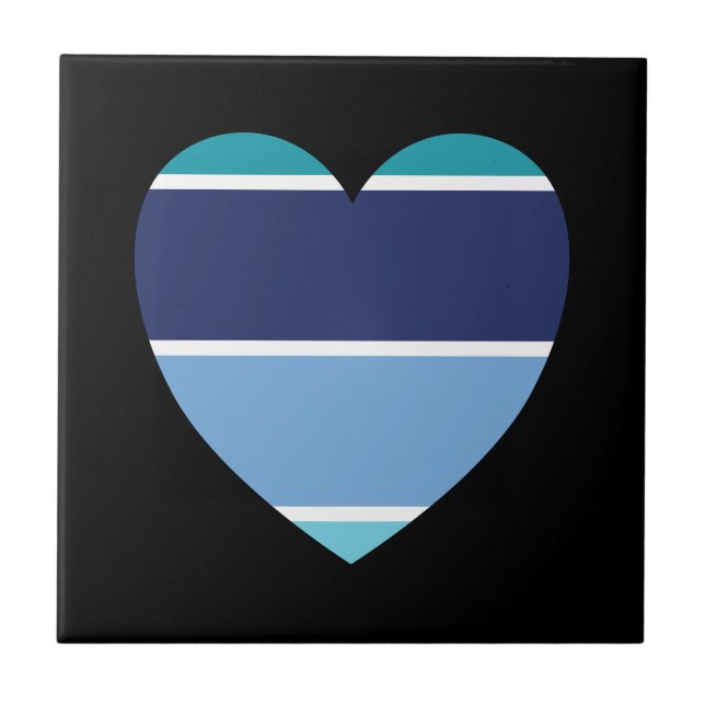 Carreau Coeur rayé bleu (Devant)