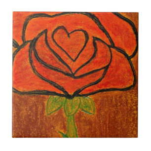 Carreau "Coeur Rose #6" Cuisine Jardin Carrelage en cérami