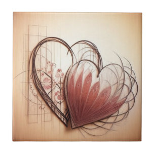 Carreau Coeur rose et beige Carrelage céramique