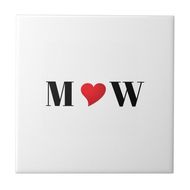 Carreau Coeur rouge mignon personnalisées couple initiales (Devant)