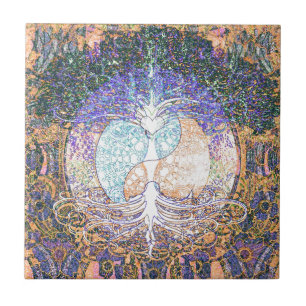 Carreau Coeur, yang de yin, arbre de la vie par Amelia