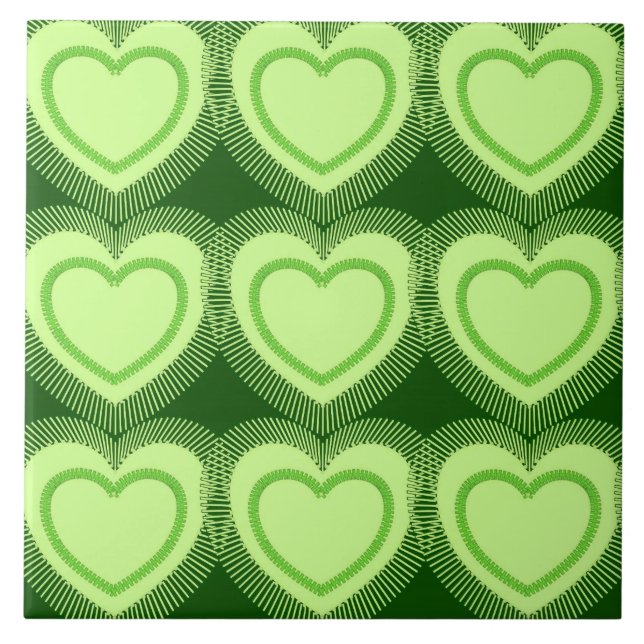 Carreau Coeurs Abstraits modernes - Vert citron vert (Devant)