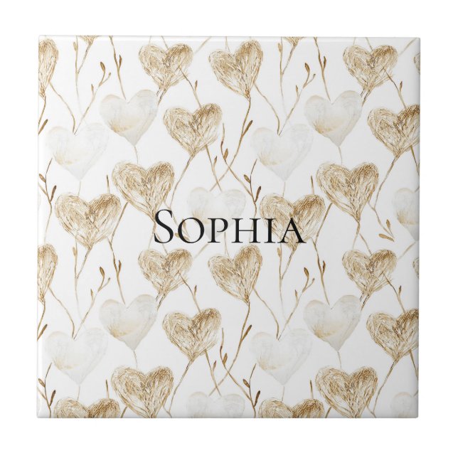 Carreau Coeurs Boho de crème Brown (Devant)