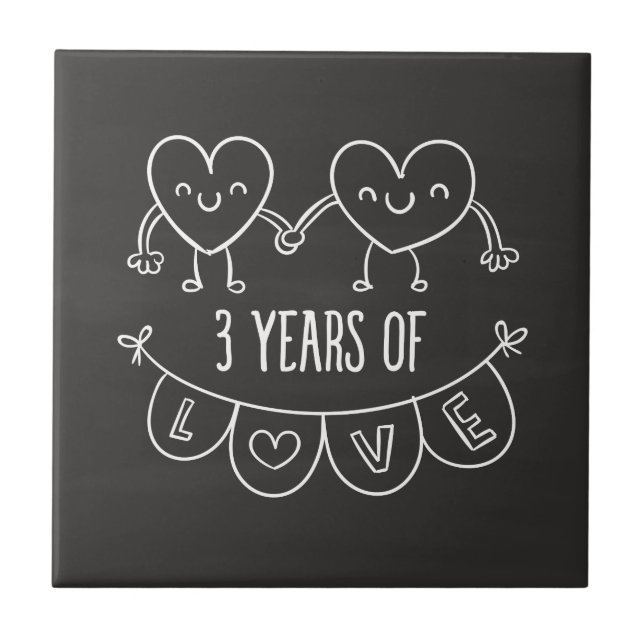 Carreau Coeurs de la calèche cadeau du 3e anniversaire (Devant)