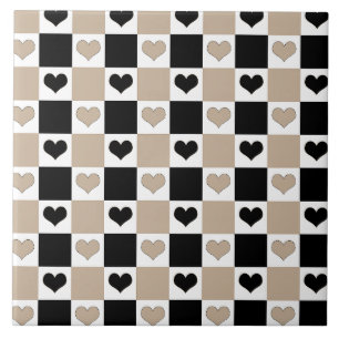 Carreau Coeurs de tableau de bord en format, noir et blanc