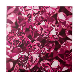 Carreau Coeurs diamant en cristal rose