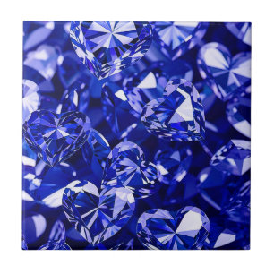 Carreau Coeurs Diamants en cristal bleu