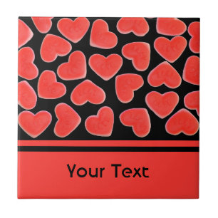 Carreau Coeurs doux tuile "texte" en noir