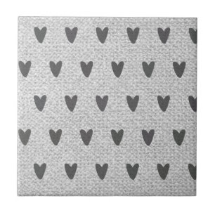 Carreau Cœurs Fantaisistes Burlap Gris Maison de Ferme Rus
