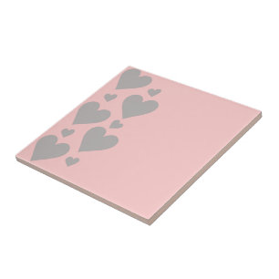 Carreau Cœurs gris sur fond rose