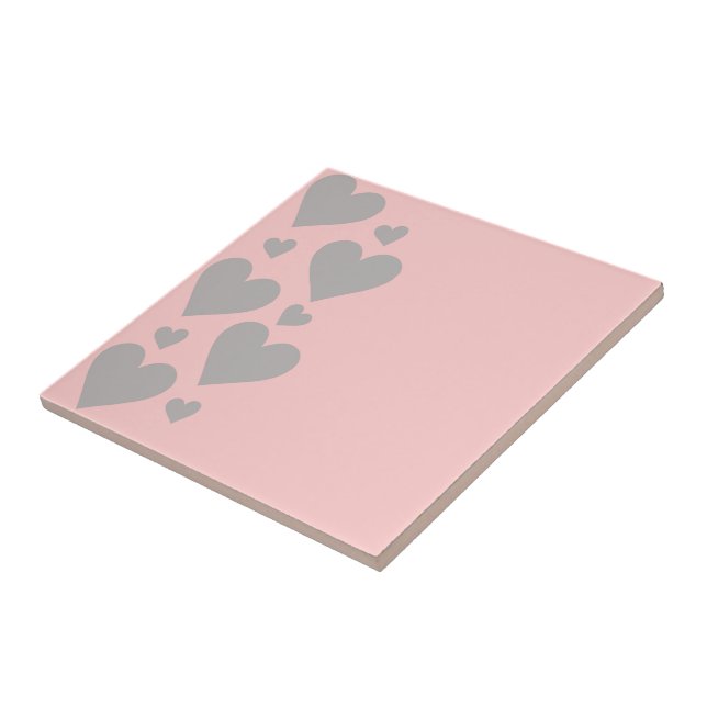 Carreau Cœurs gris sur fond rose (Côté)