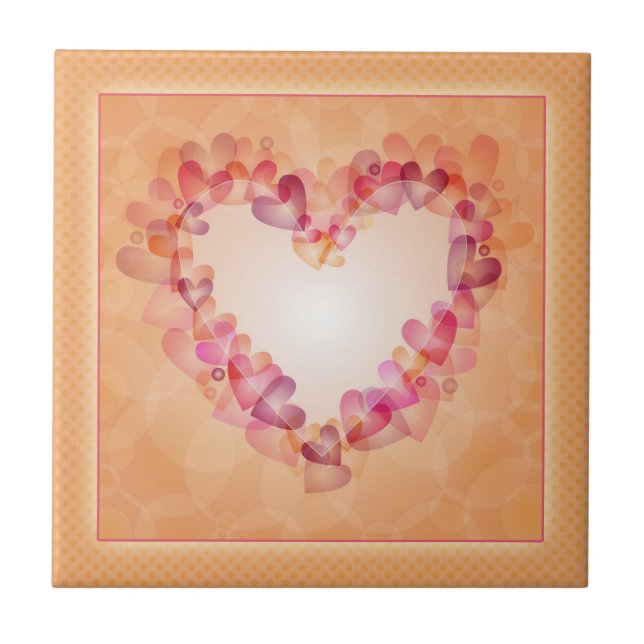Carreau Coeurs pastel romantique et formes abstraites desi (Devant)