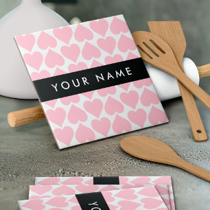 Carreau Coeurs roses, Romantique, Votre Nom, Personnaliser