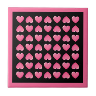 Carreau Coeurs roses sur Noir