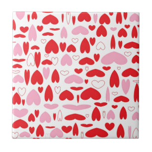 Carreau Coeurs Rouge Et Rose