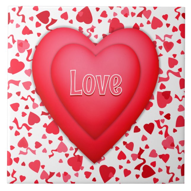 Carreau Coeurs rouges et Confetti personnalisé (Devant)