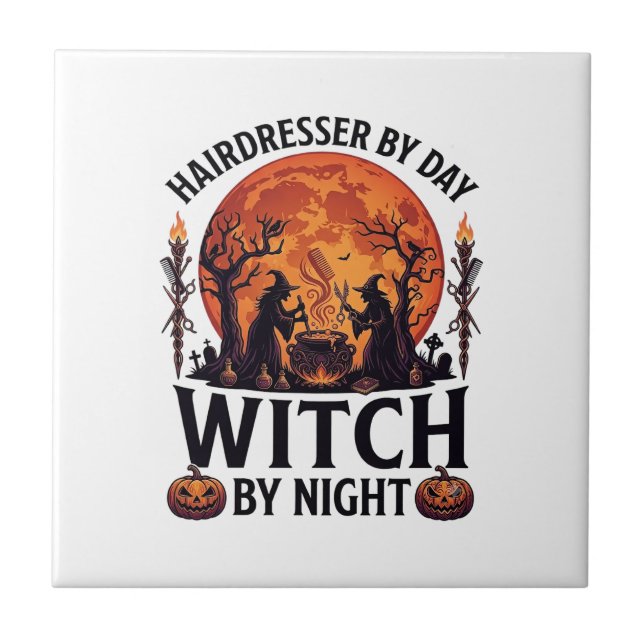 Carreau Coiffeur Jour Sorcière Nuit Halloween Peigne Cisea (Devant)