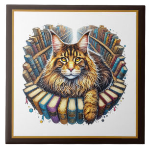 Carreau Coin de lecture mignon pour chat amateurs de livre