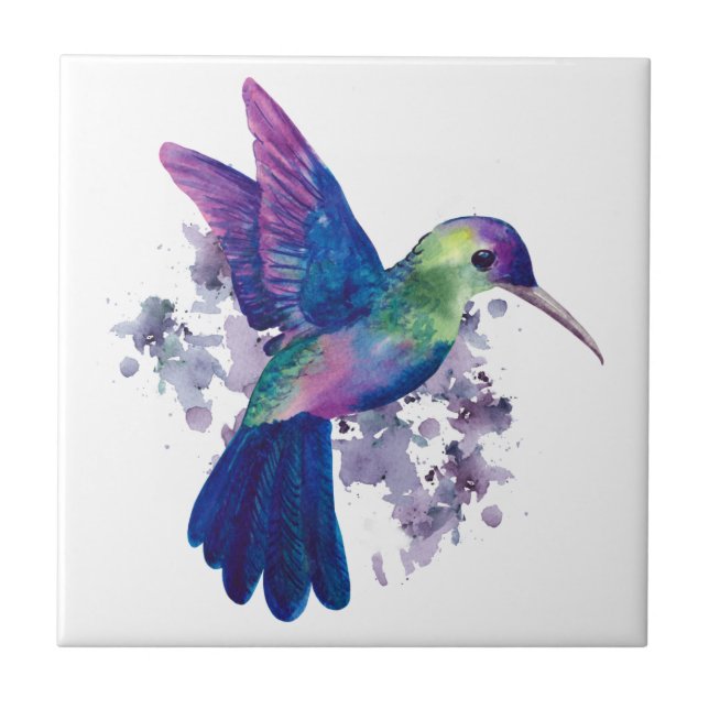 Carreau Colibri aquarelle élégant et coloré (Devant)
