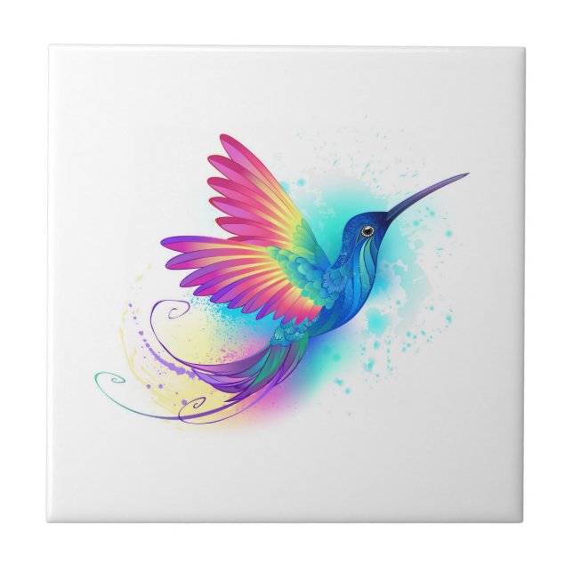 Carreau Colibri arc-en-ciel exotique (Devant)