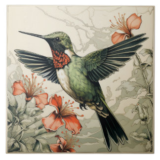 Carreau Colibri volant à gorge rubis