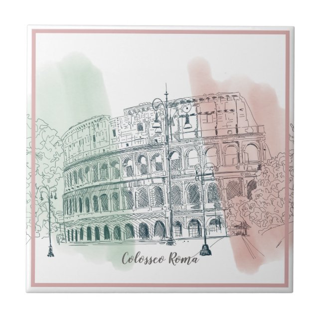 Carreau Colisée romain Couleurs du drapeau italien Stylo e (Devant)