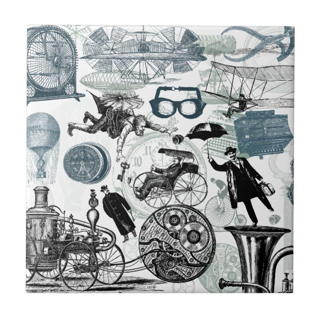 Carreau Collage Colorized de Steampunk (Devant)