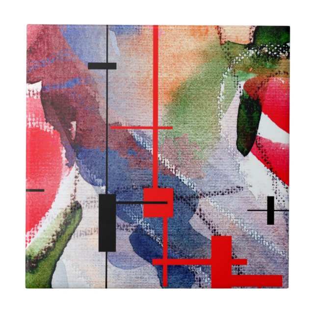 Carreau collage d'art abstrait, médias mélangés et (Devant)