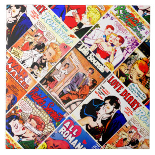 Carreau Collage de couverture de bande dessinée vintage Ro