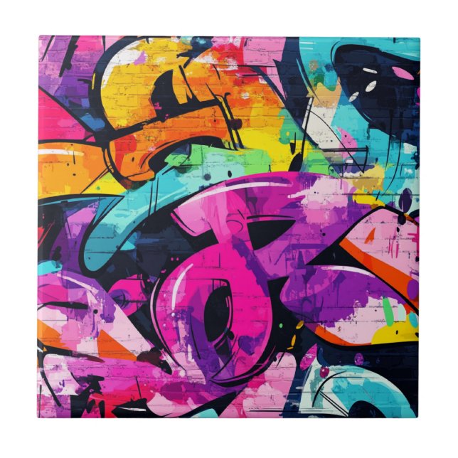 Carreau Collage de graffiti urbain avec des couleurs vives (Devant)