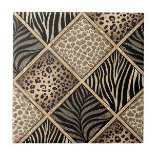 Carreau Collage Imprimé Léopard & Zèbre - Motif de Peau d'