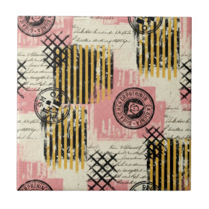 Carreau Collage mixte vintage - Papier en détresse