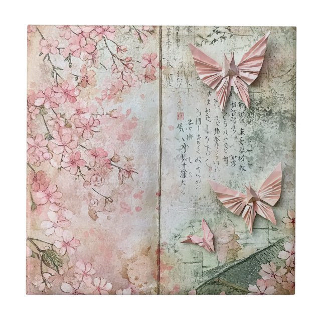 Carreau Collage Papillon Sakura Vintage (Devant)