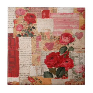 Carreau Collage Romantique Vintage Rose (6)