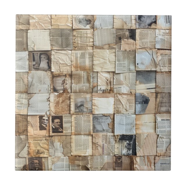 Carreau Collage rustique Vintage journal Patchwork (12) (Devant)