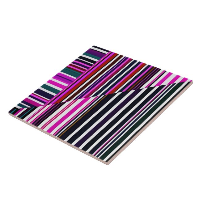 Carreau Collection Abstraite de rayures violettes roses mo (Côté)