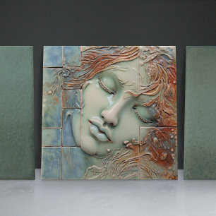 Carreau Collection Carré Abstrait EMMA Sage Faux Relief