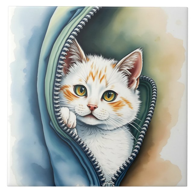Carreau Collection de chats d'aquarelle magnifique moderne (Devant)