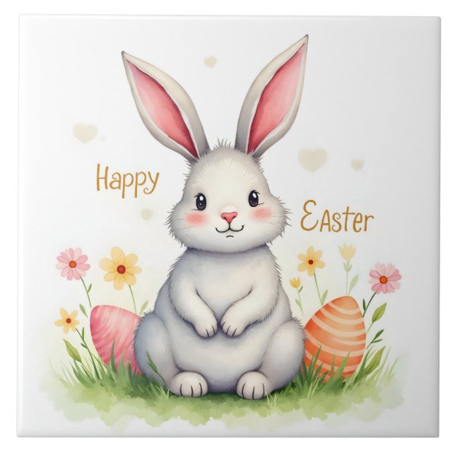 Carreau Collection de lapin de Pâques mignon moderne et d' (Devant)