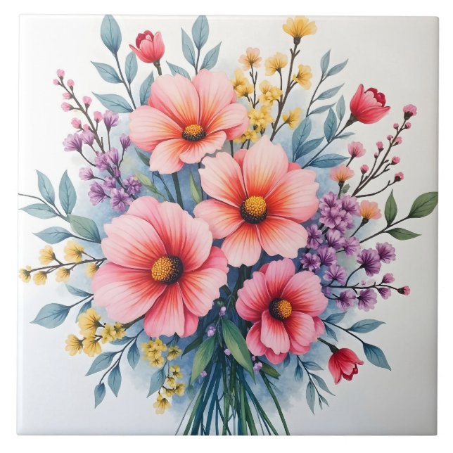 Carreau Collection de luxe de fleurs sauvages tendance et  (Devant)