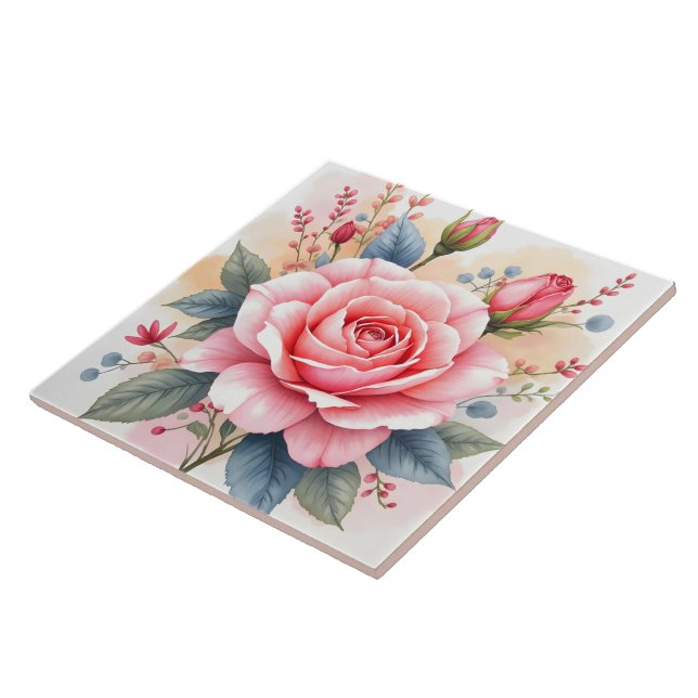 Carreau Collection de roses roses luxueuses tendance et be (Côté)