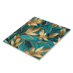 Carreau Collection Feuille populaire Turquoise Gold Boho