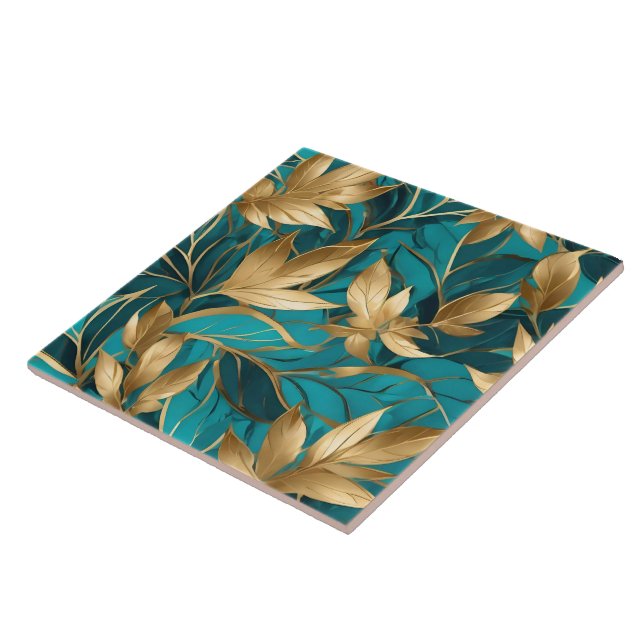 Carreau Collection Feuille populaire Turquoise Gold Boho (Côté)