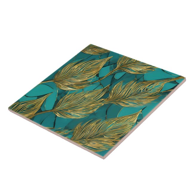 Carreau Collection Feuille tendance Turquoise Gold Boho (Côté)