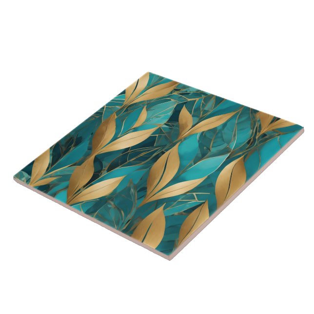 Carreau Collection Feuille Turquoise Gold tendance Boho (Côté)