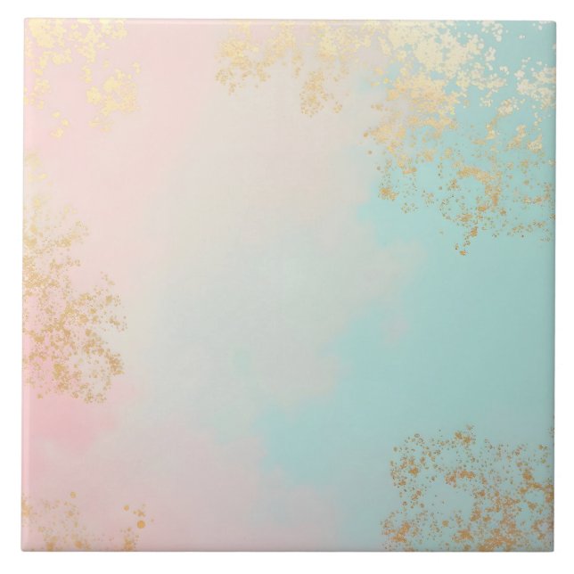 Carreau Collection Luxe Moderne Rose Pâle Menthe Douce Or (Devant)
