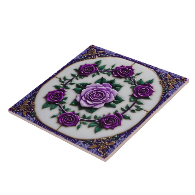 Carreau Collection Populaire de Roses pourpres (Côté)