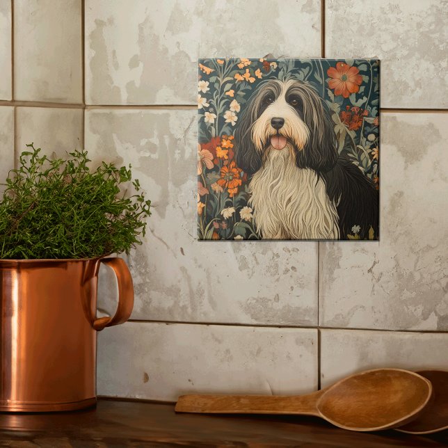 Carreau Collie hérissée dans un jardin de style William Mo (Créateur téléchargé)