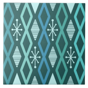 Carreau Colonnes Diamond de l'âge atomique Turquoise