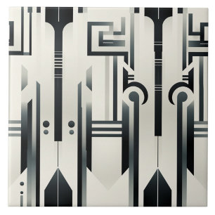 Carreau Colonnes et touches Art Déco noir et ivoire